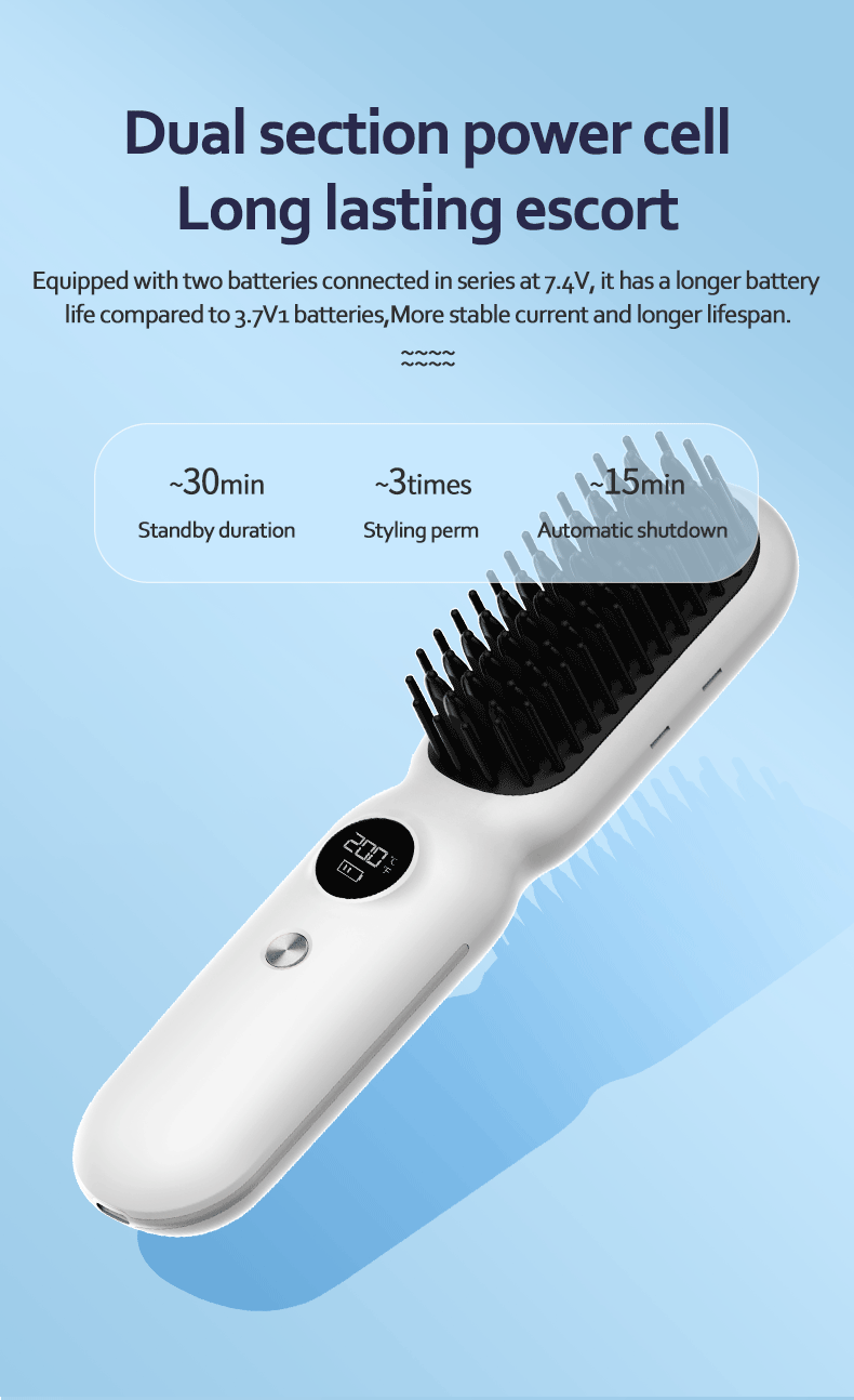 Cordless Hair Straightener Brush Portable Negative Ion Hot Comb Long Battery Life with USB Rechargeable Feature Fast Heating