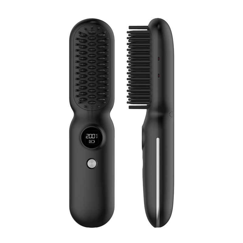 Cordless Hair Straightener Brush Portable Negative Ion Hot Comb Long Battery Life with USB Rechargeable Feature Fast Heating