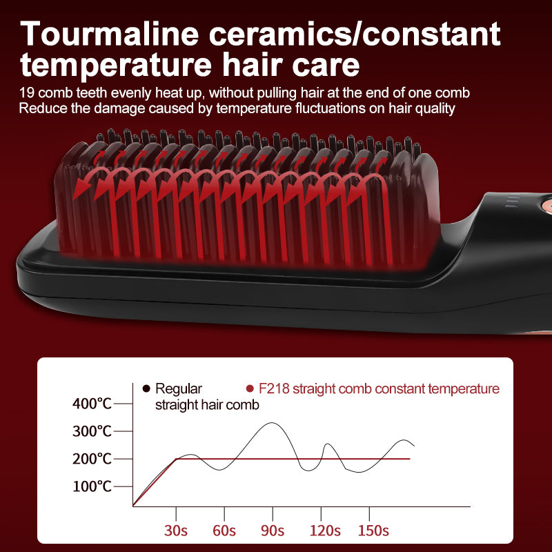 New Designed Cordless Hot Comb Wireless Portable Ionic Hair Straightener Brush for All Hairstyle