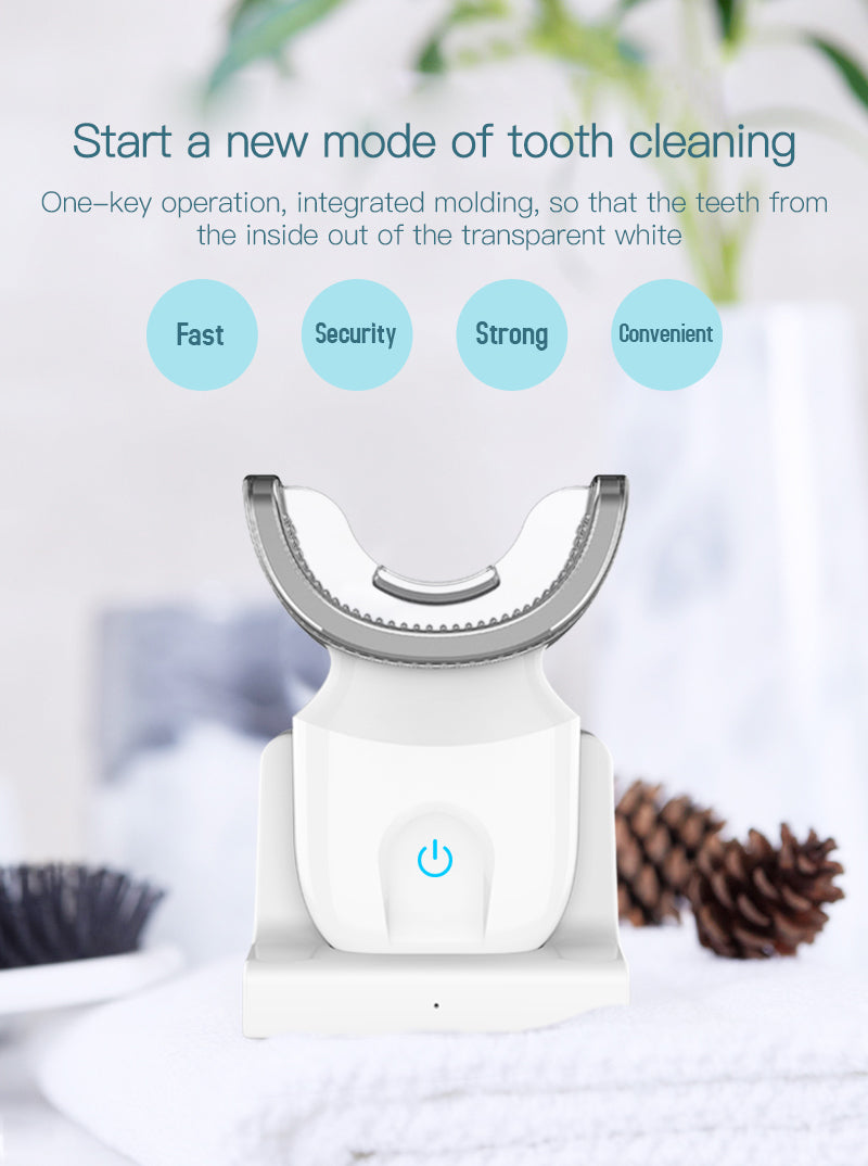 Tooth Whitening Device 360 Degree Wave Brush USB Rechargeable Ultrasonic U Shape Intelligent Automatic Sonic Electric Toothbrush